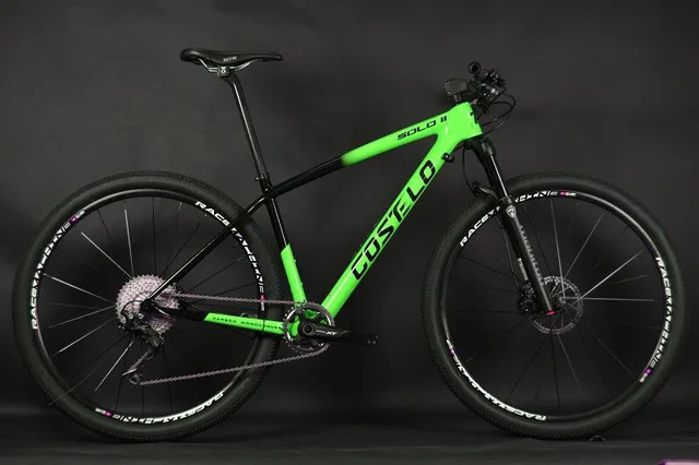 1X11 скорость XT Manituo M30 вилка Costelo SOLO 2 горный велосипед MTB велосипед 29er через ось углерод рама - Цвет: Зеленый