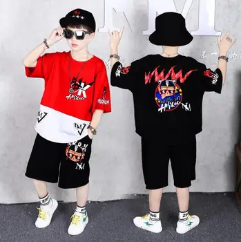 

Boys Clothing Sets Children Cartoon phoenix T-shirt Short Sleeve +Pants Set Two Pieces Set Kids Boys Clothes 6 8 10 14 Years Old