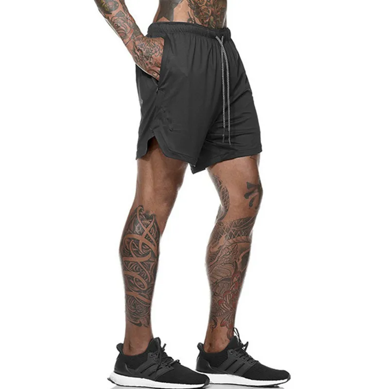 New Casual Shorts Mens Summer Double-Layer Shorts Fitness bodybuilding Multi-pocket Zip Pocket Men Joggers Shorts Sweatpants