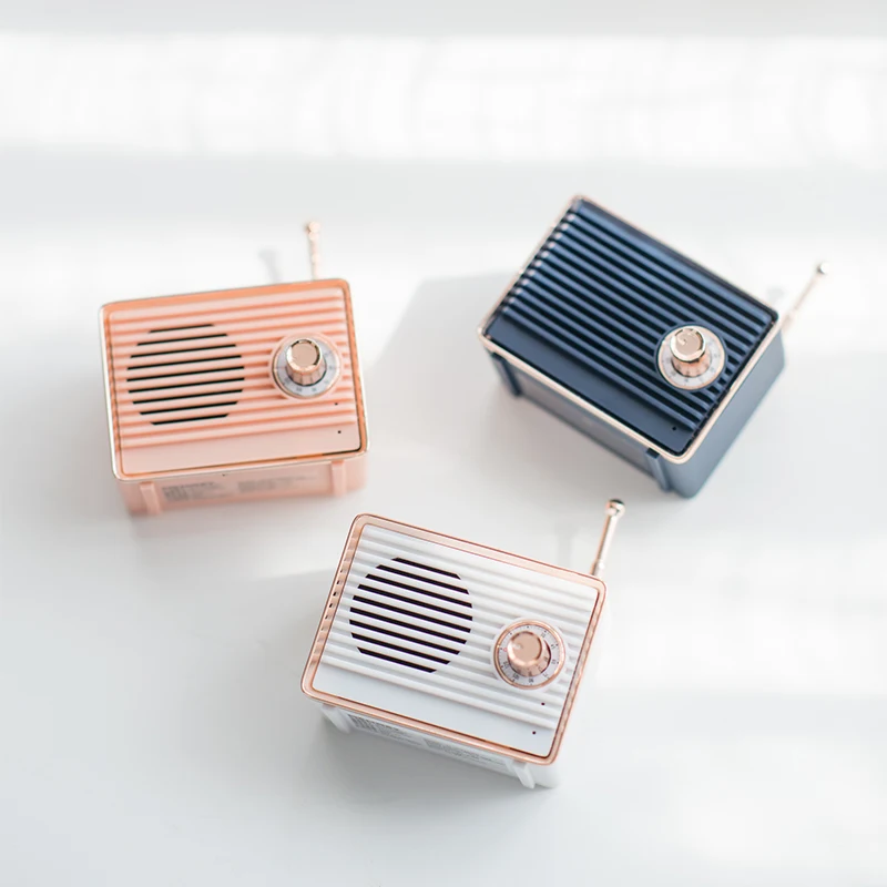 Мини Колонка Bluetooth в стиле ретро Портативная Беспроводная колонка розового и