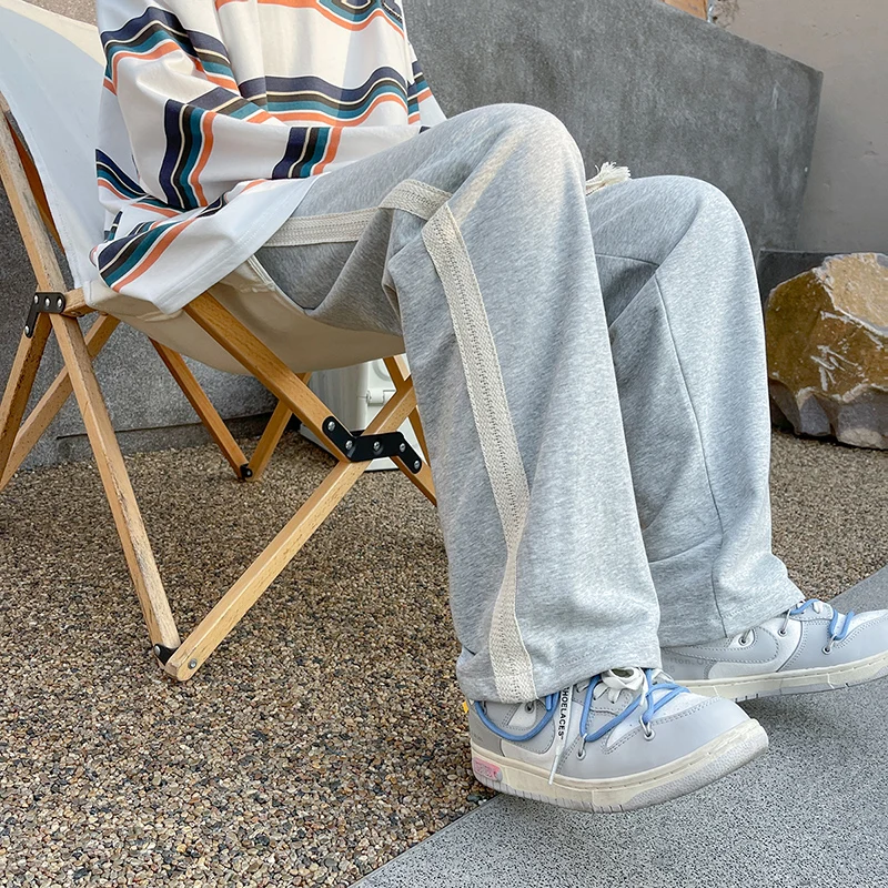 

Streetwear casual sweatpants men 2022 spring stripe straight men's sports pants harajuku joggers men
