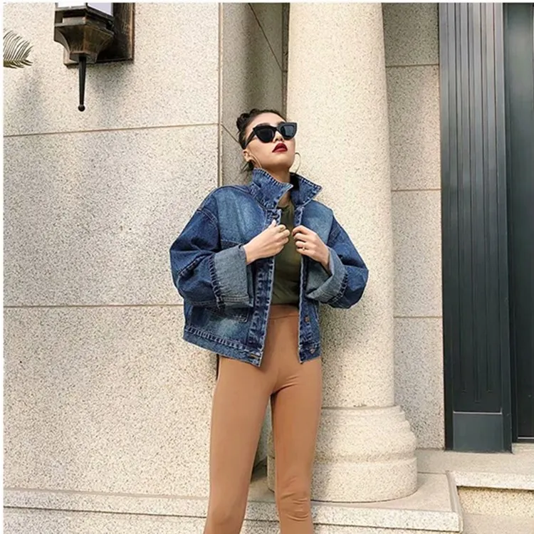 

2019 Spring And Summer New Style Retro Washing Retro Loose-Fit BF Large Pocket Short Jeans Coat Jacket
