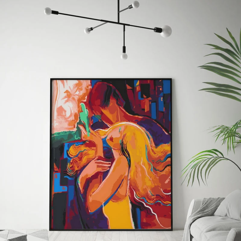 Сделай Сам Цифровая живопись маслом обнимает человека Абстрактная фигура