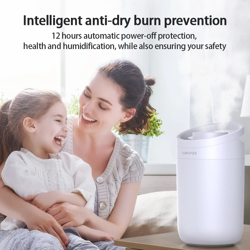 1Pcs Air Humidifier 3L large-capacity Air Purifier For Home Bedroom Portable Water-adding Office Double-Jet Humidifier Sprayers-3