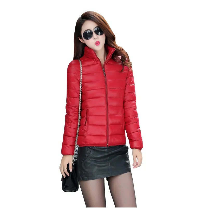 

2019 New Winter Jacket Women Standing Collar Coat Casual Thin light Basic Jackets Female Padded Cotton Parkas Spring Autumn Coat
