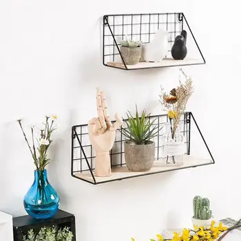 

Home Kitchen Bathroom Wall Mounted Rustic Wood Living Room Bedroom Decorative Durable Display Floating Shelves Set Storage