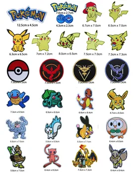 

Cartoon Pokemon Embroidered Iron on Patch, game character pikachu eevee pokeball Jacket Badge, Kids Clothing Accessories DIY