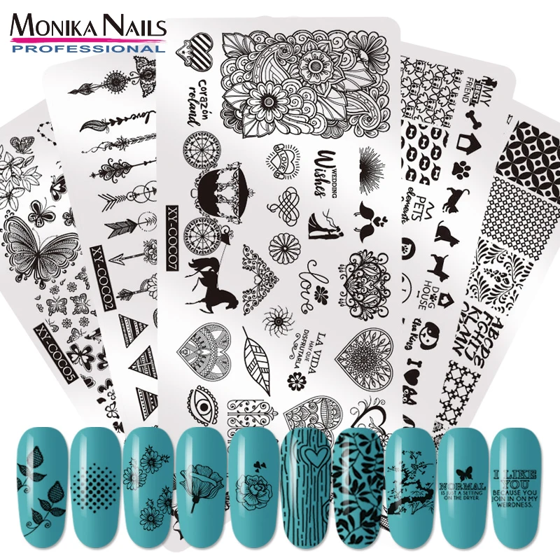 Штамп из нержавеющей стали для ногтей штамповочные пластины Свадебный шаблон с