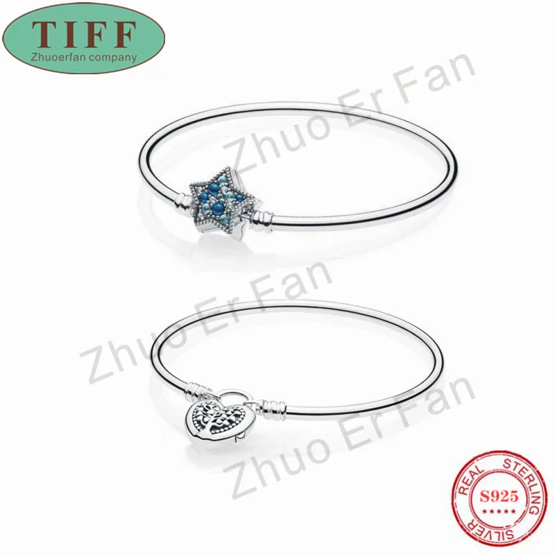 TIF pan 925 пробы Серебряный браслет для женщин. Сердце круглая звезда классический логотип роскошный модный женский ювелирный подарок