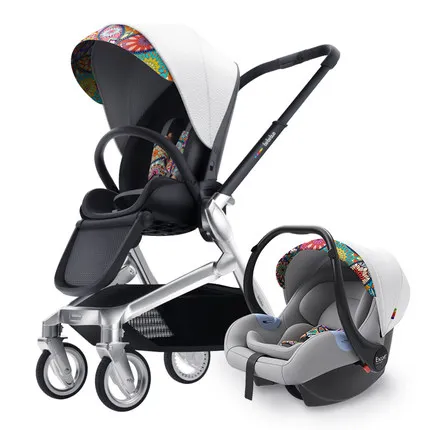 Luxurious Baby Stroller 3 in 1 Portable Travel Baby Carriage Folding Prams High Landscape Aluminum Frame Car for Newborn Baby