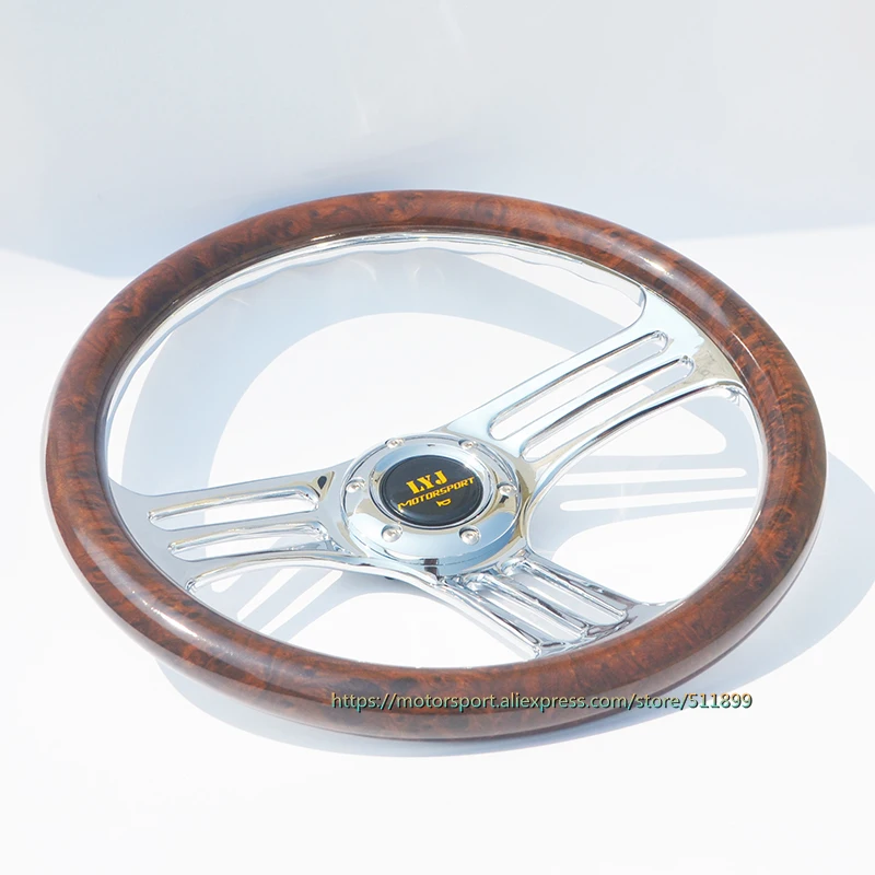 

350mm Peach Wood One-piece Design Racing Car Steering Wheel