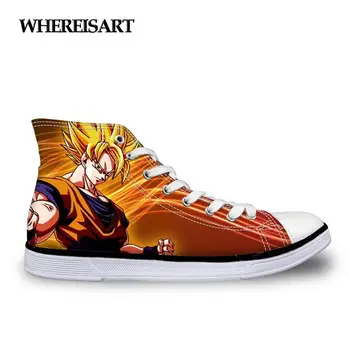 

WHEREISART Cool Dragonball Printing Sneakers High Top Men Personalized Trendy Men Shoes Mens High Top Sneakers Studnets New