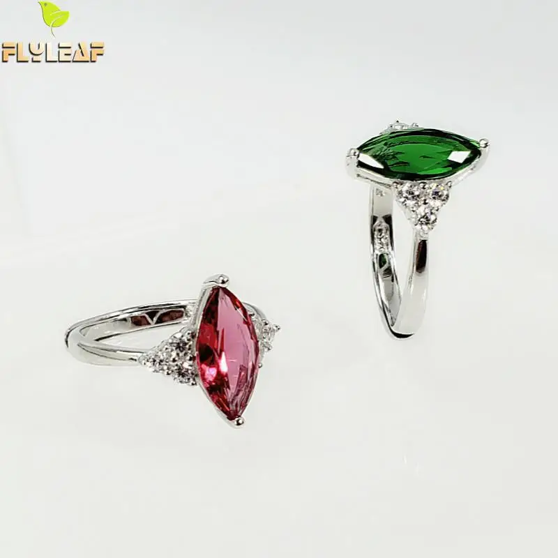 

Flyleaf Crystal Cubic Zirconia Open Ring 100% 925 Sterling Silver Rings For Women Fine Jewelry Luxury Wedding Party Mother Gift