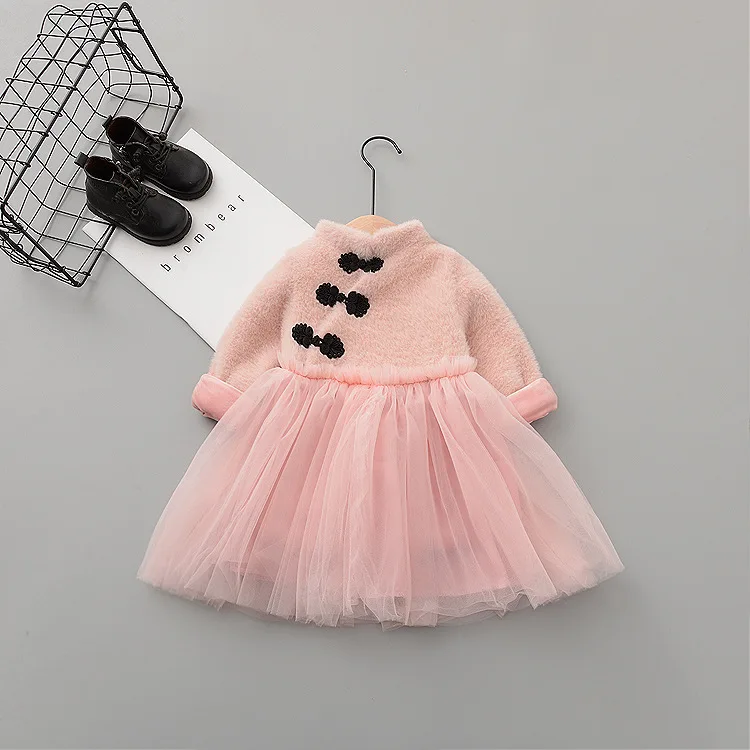 Новинка; милое осеннее платье для малышей; vestido infantil; зимнее платье для девочек; милое платье из замши с длинными рукавами для девочек; цельнокроеное Сетчатое платье; подарок