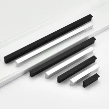 Черные Серебряные скрытые ручки шкафа алюминиевый сплав кухонный шкаф ручки для выдвижных ящиков двери спальни Оборудование Для Обработки мебели