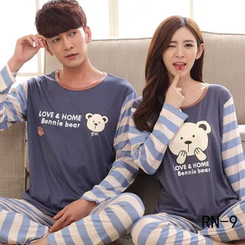

Spring Women Pajamas Set 2020 New Long Sleeve Couple Pajamas Autumn Full Length Female Pijama Mujer Lovers Male Pyjamas Set