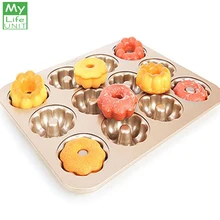 Mylifeблок 12 полости углеродистая сталь Пончик форма выпечки лоток производитель антипригарный Тыква Тип пончик Пан
