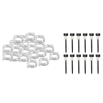 

400Pcs 2m Plastic Plant Clamps Support Clips & 12Pcs Solar Lights Outdoor Led Solar Powered Garden Ground Light
