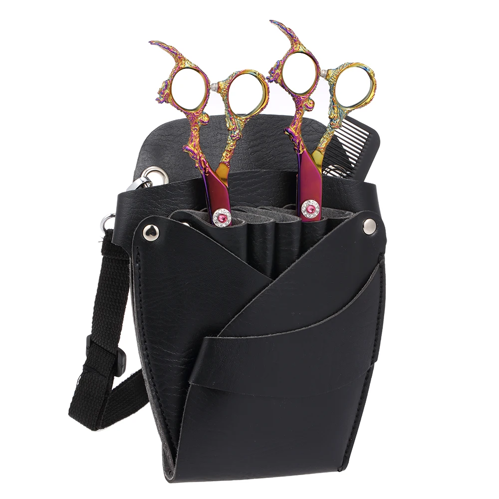 

Hot Pro Salon Leather Hairdressing Scissors Kit Bag Scissors Pockets Multifunction Hairstylist Holster Pouch Holder Tool