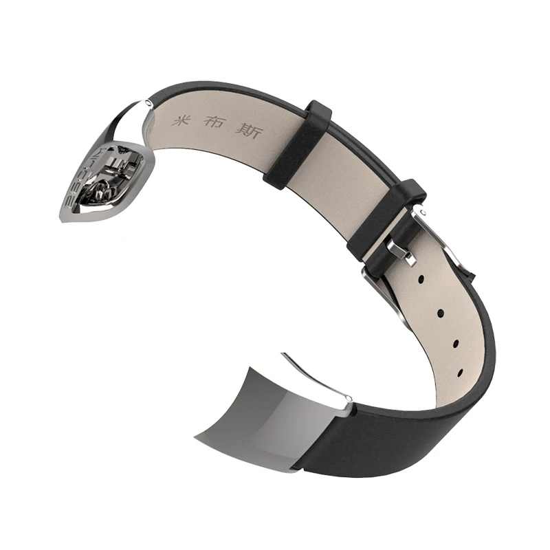 Mijobs кожаный ремешок для huawei Honor Band 4 5 Смарт-часы наручные часы ремешок для Honor 4 5 умный Браслет ремешок - Цвет: Black Silver