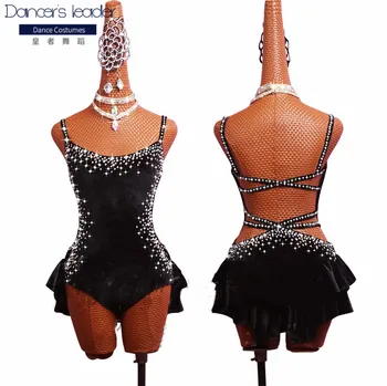 

Latin dance costumes performance clothes Sassa pole dance SALSA jumpsuit high split sexy straps