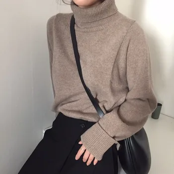 

Casual Basic Turtleneck sweater Women Knitted Pullovers Ladies Solid Sweater Jumpers Autumn Female Knitting Tops jk153
