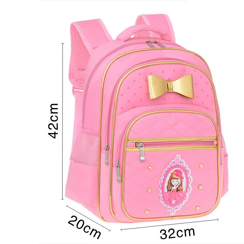

Kids School Bags for Girls Backpack Princess Primary School Bookbag Big Capacity Waterproof Nylon Bow Dot Design Grade 1-3-6 New
