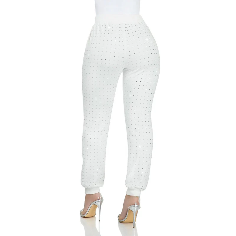 Goedkoop Casual Vrouwen Twee Delige Set Diamant Trui Jas + Lange Broek Trainingspak Vrouwen Jogging Femme Effen Kleur Zwart Wit Plus size
