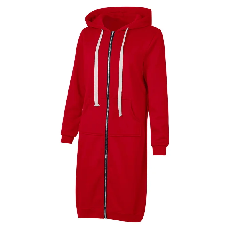 LITTHING осень зима Модные женские длинные толстовки Толстовка пальто молнии Верхняя одежда куртка с капюшоном плюс размер 5XL Верхняя одежда Топы