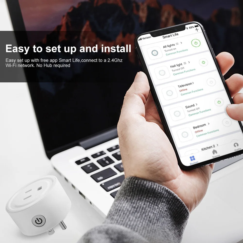 Умная вилка WiFi розетка с выключателем питания для Google Home приложение дистанционное управление для Amazon Alexa подключенное Голосовое управление US Plug