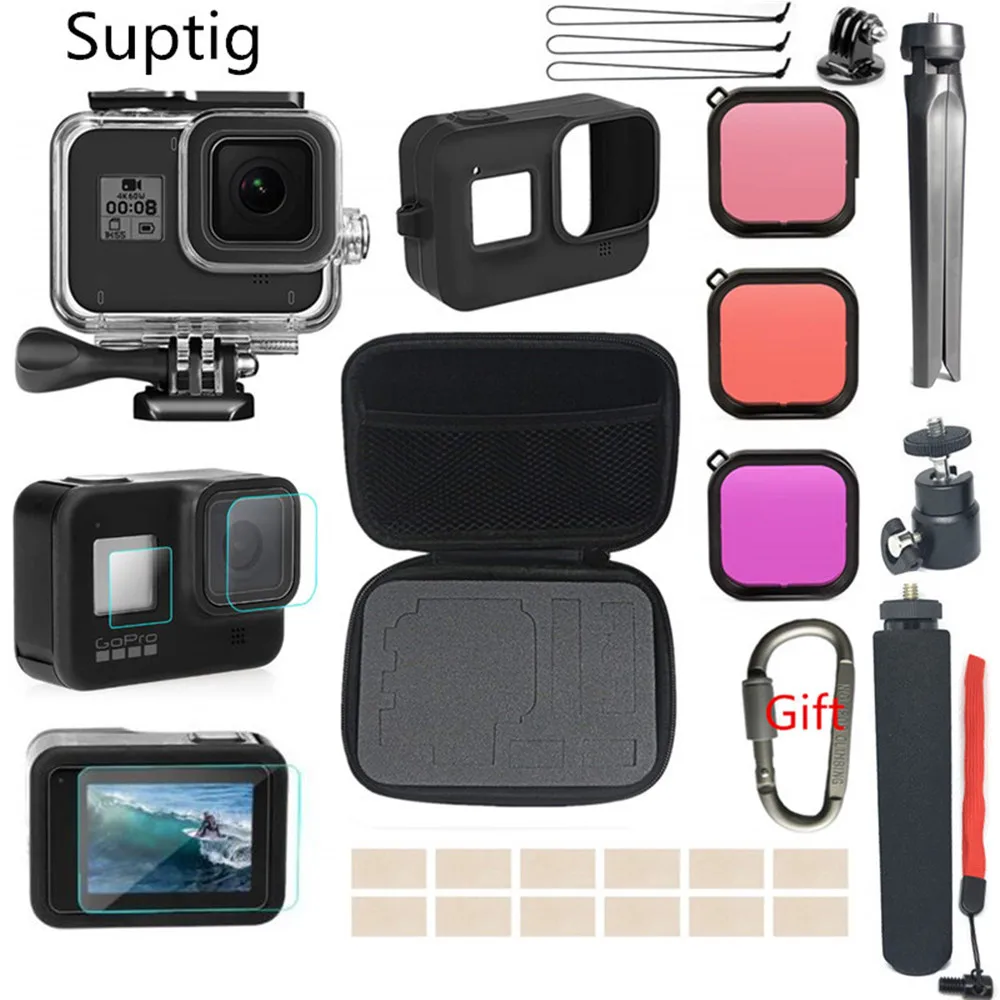 Suptig Accessories For Gopro Hero 8 Black 60m Underwater Waterproof