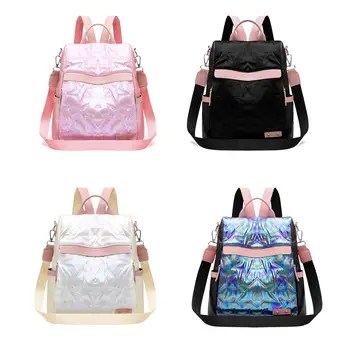 

Hot Sale Schoolbag Wear-resistant Hit Color Student Schoolbag Colorful Leather Backpack Women Travel Casual Stars Knapsack