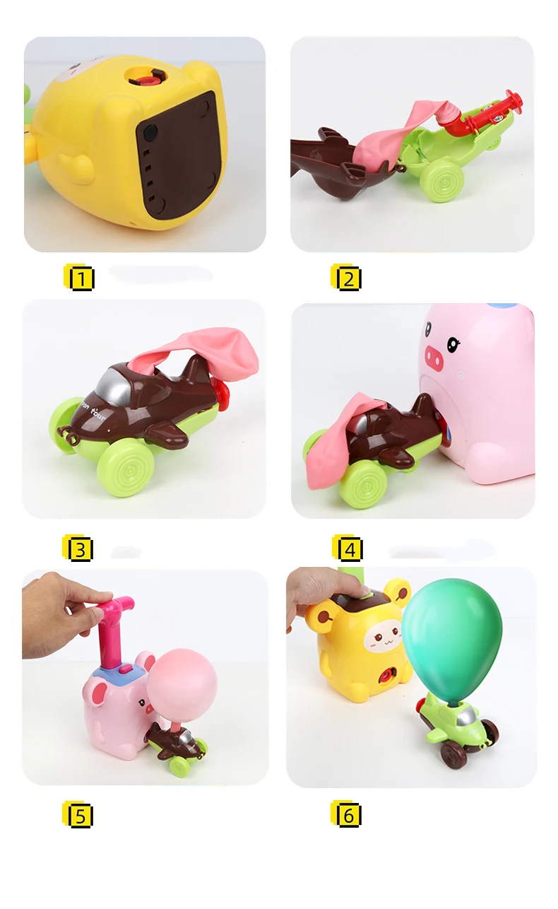 Balão de Carro com Lançador de Foguetes Educativo de Desenho Animado para Crianças Brinquedo 8 Balão de carro com lançador de foguetes,