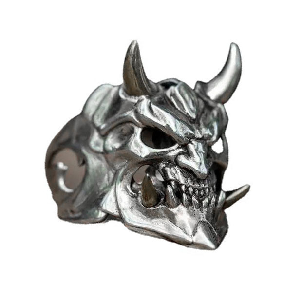 Punk Men Ring Demon Skeleton Hip Hop Rock Locomotive Ring Titanium Steel Alloy Ancient Silver Color Ring Women Jewelry