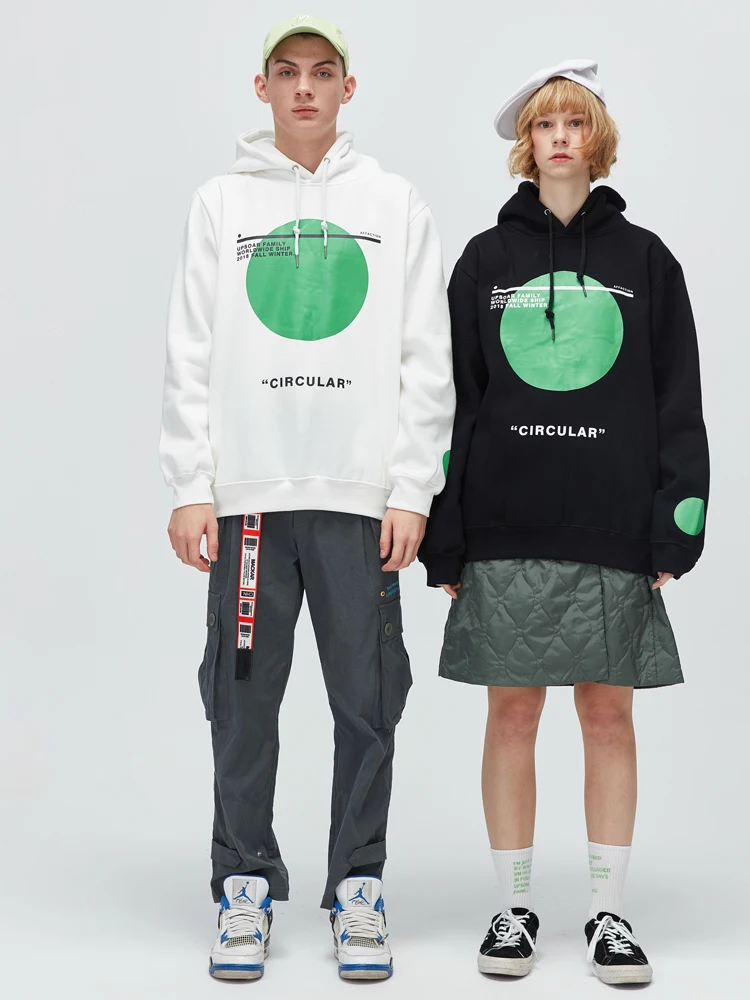 OSCN7 High Street Print Fleece Hooded Sweatshirt Woman Fall Streetwear Plus Velvet Oversize Hoodies Womans 930
