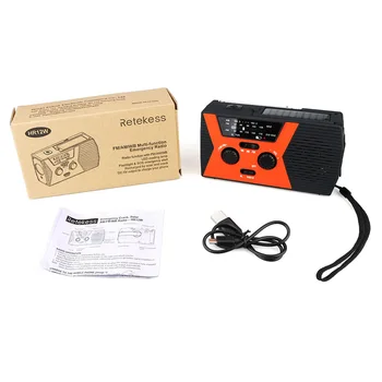 

Retekess HR12W Radio Manual Crank Generator Hand Solar DIY USB Electric Power FM/AM/NOAA With Flashlight For Camping Travel