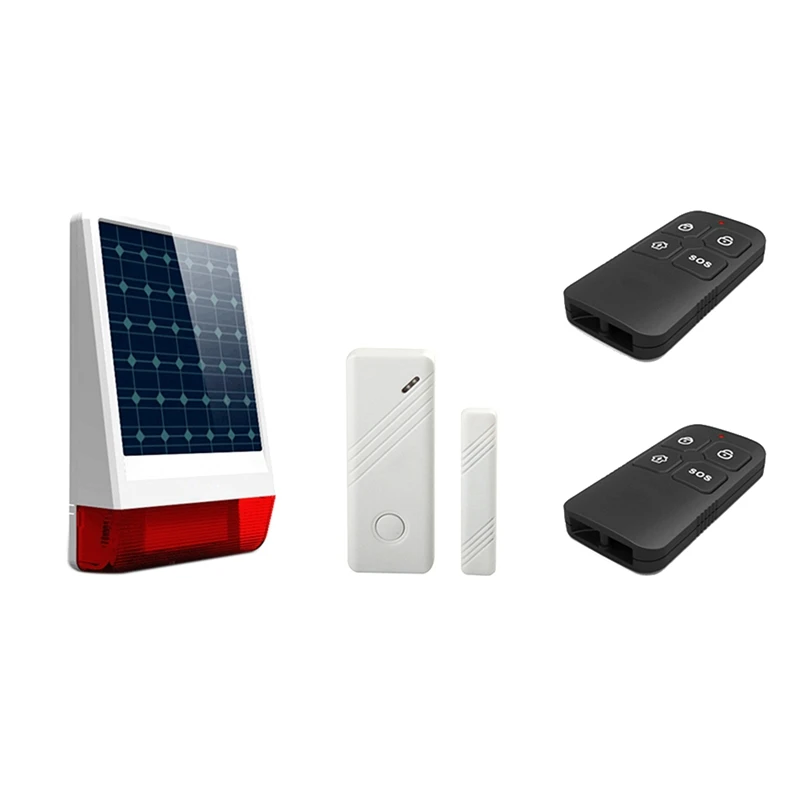 

New Solar-Powered High-Decibel Sound and Light Alarm Kit Waterproof and Tamper-Proof Wireless Outdoor Alarm EU Plug