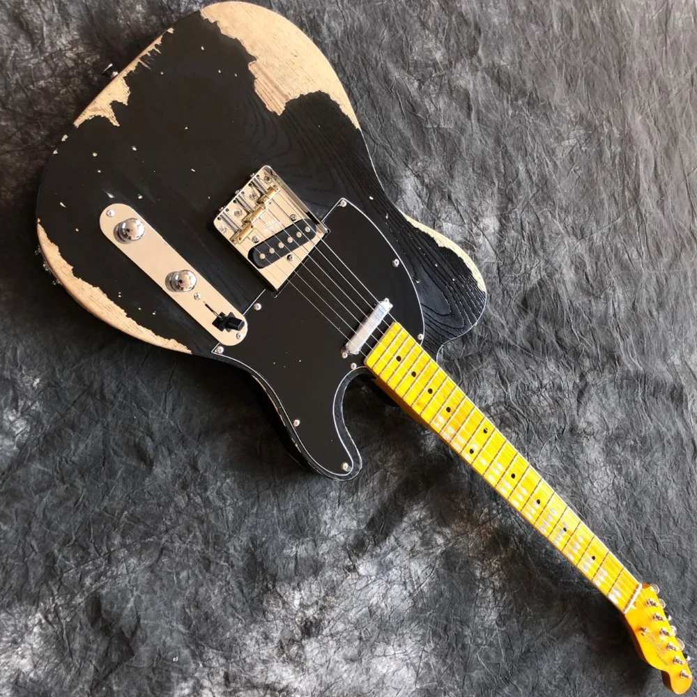 Высокое качество пикапы, ручная работа 6 струн электрогитара, клен гриф gitaar relics by hands. Черный цвет гитары ra