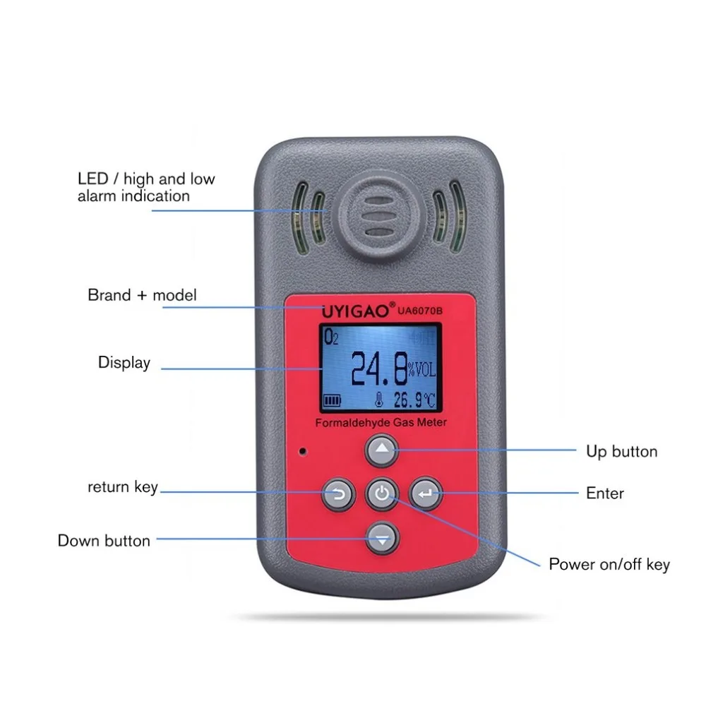 Uyigao цифровой кислородный детектор O2 газовый тестер анализатор монитор измерительный инструмент монитор качества воздуха UA6070B кислородный метр