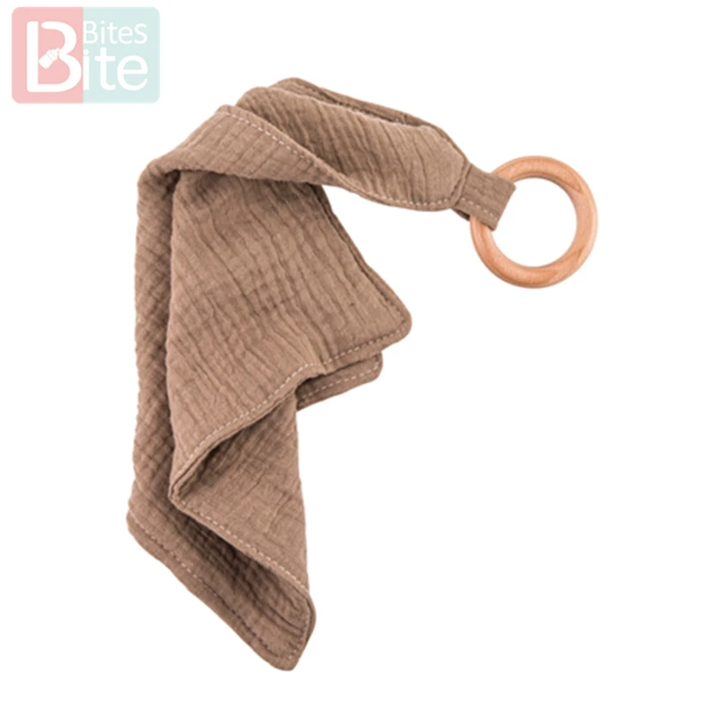 Brown bibs 1 шт. деревянный Прорезыватель для зубов с заячьими ушками, деревянные кольца, детский нагрудник, Хлопковое полотенце для самостоятельного изготовления браслета, кулон для кормления новорожденных - Цвет: Brown bibs