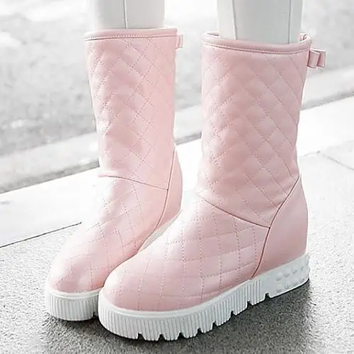 

Shoes Woman Ankle Boots For Women Snow Hidden Heel Platform Pink White Black High 2019 Size 10 Womens 42 Butterfly-knot Solid