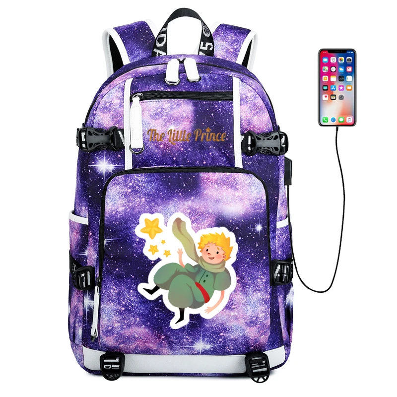 Маленький принц, школьная сумка, usb зарядка, дорожная сумка, холщовая Подростковая сумка через плечо для мальчиков и девочек, рюкзак, сумка для ноутбука - Цвет: A14