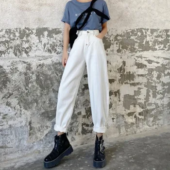 

Woman Jeans High Waist Clothes Wide Leg Denim Clothing White Streetwear Vintage Quality 2020 Fashion Harajuku Straight Pants