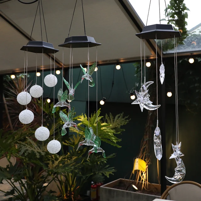Solar Light Outdoor Powered Led Chime Ip65 Vízálló Pillangó Kolibri Gyep Lámpák A Kerti Udvar Dekorációjához - Image 5