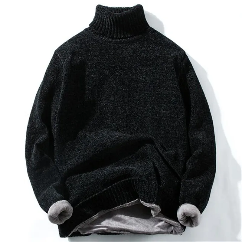 

2019 High Quality Warm Turtleneck Sweater Men Fashion Solid striped Knitted Mens Sweaters Casual Slim Pullover Male Warm