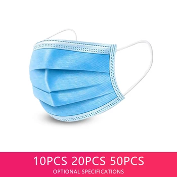 

10 20 30 50 pcs/Bag 3 Layer CE Certification Non-woven Dust Face Mask Thickened Disposable Mouth facemask Features as KF94 FFP2