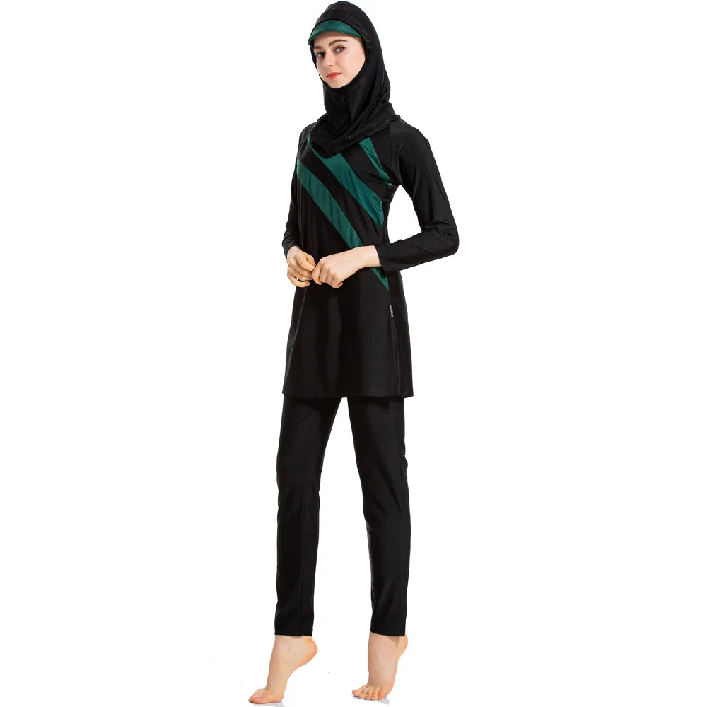 Burkini новинка 2020 длинный рукав Мусульманский купальник Женская Лоскутная цветная