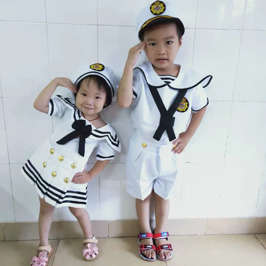 90-170 см, Детская школьная форма, костюмы на Хэллоуин для мальчиков и девочек, японский морской моряк, костюм для косплея, хор, представление