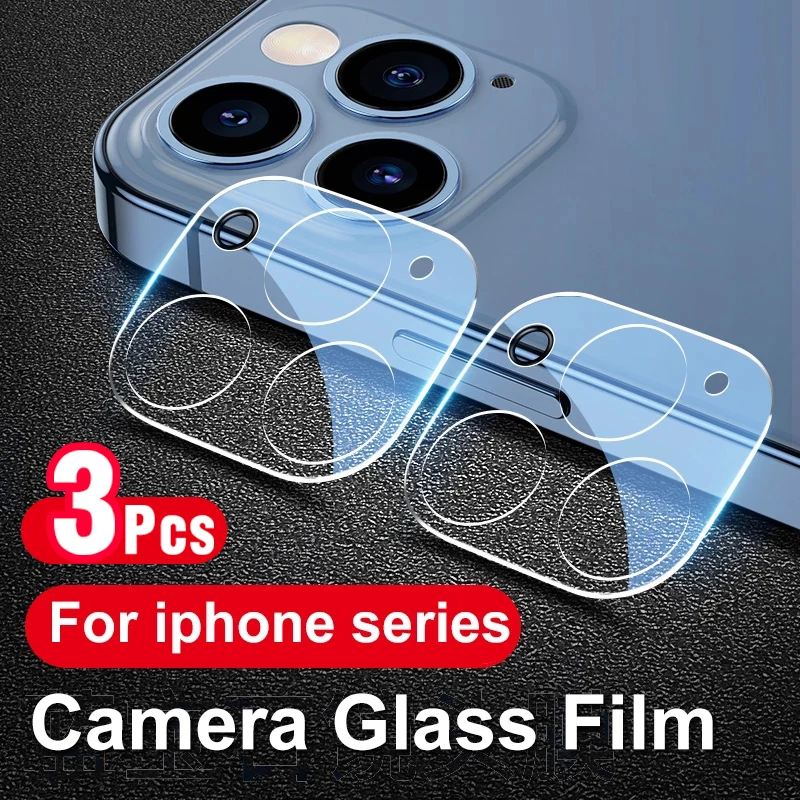 3 fundas protectoras de cámara 3D para iPhone 16 ProMax, funda de vidrio templado para lente de iPhone 14, 15, 16 Pro Max Plus, 12, 13, Mini 11