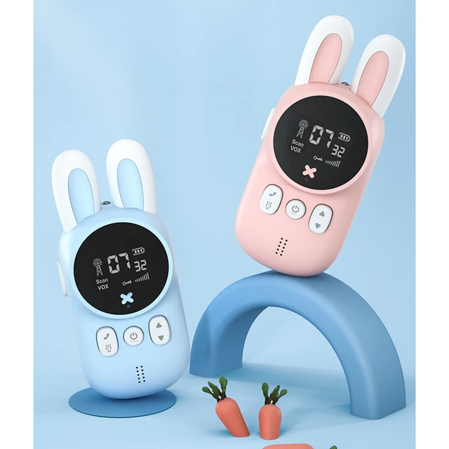 Walkie Talkie Children 2pcs Cartoon Bunny Design 1 Pink 1 Blue Children's radio Walky Talky Child Birthday New Year Gift 1